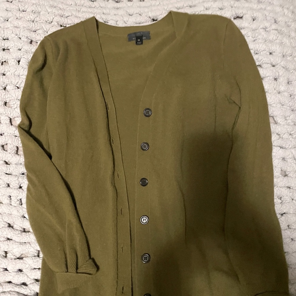 J crew cardigan, longer length with brown buttons